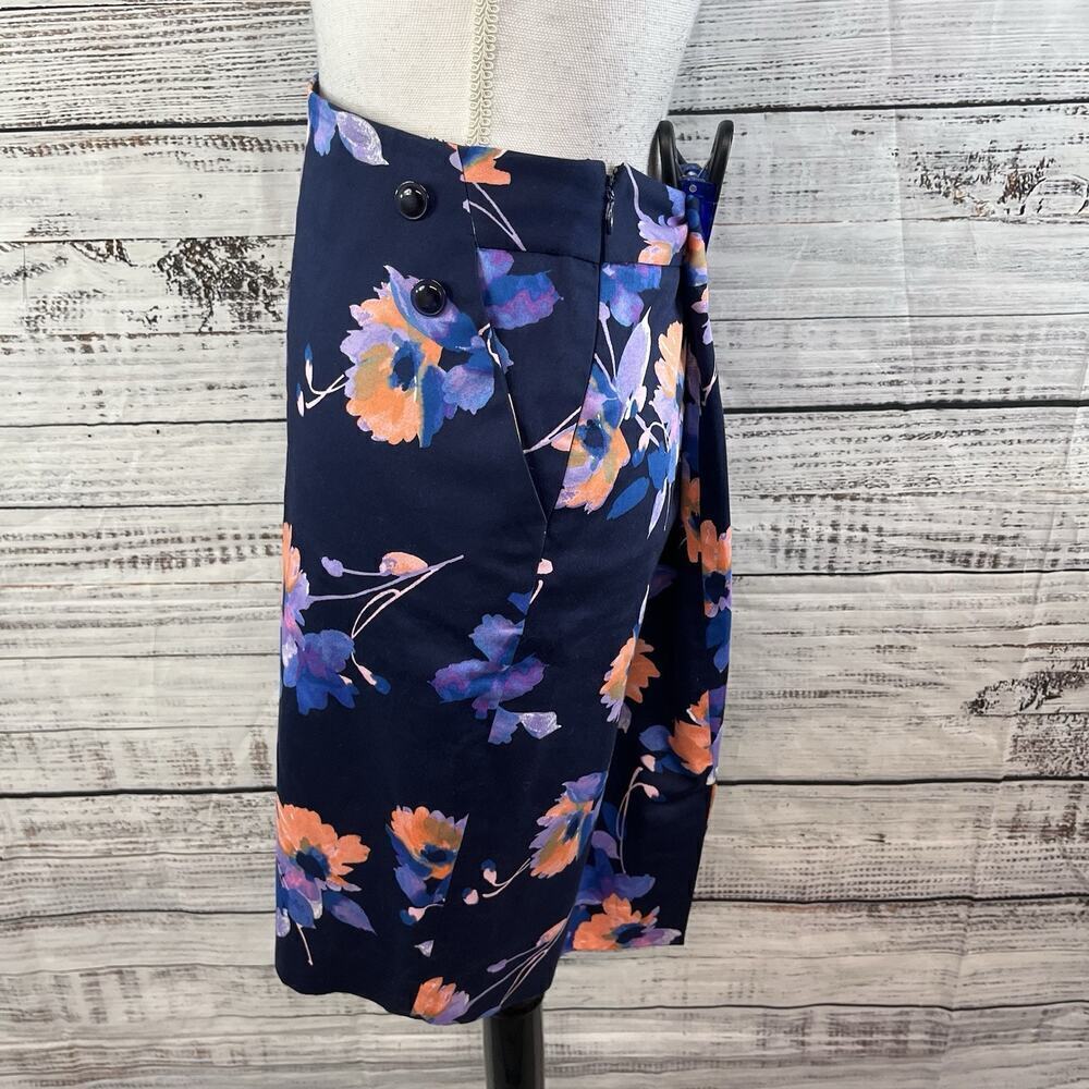 The Limited Skirt sz 12 Blue Coral Floral Straight Stretch Knee Tropical Career - Picture 5 of 9